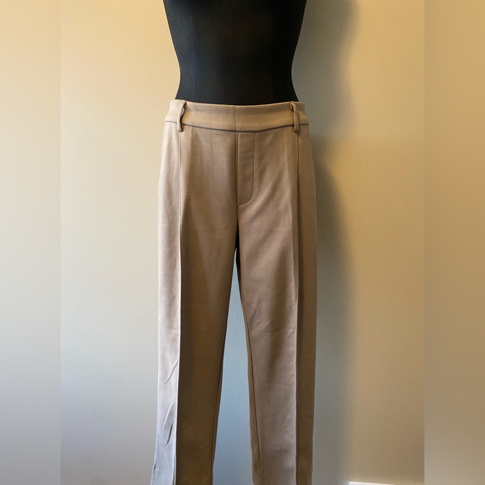 Large women’s straight leg beige trousers